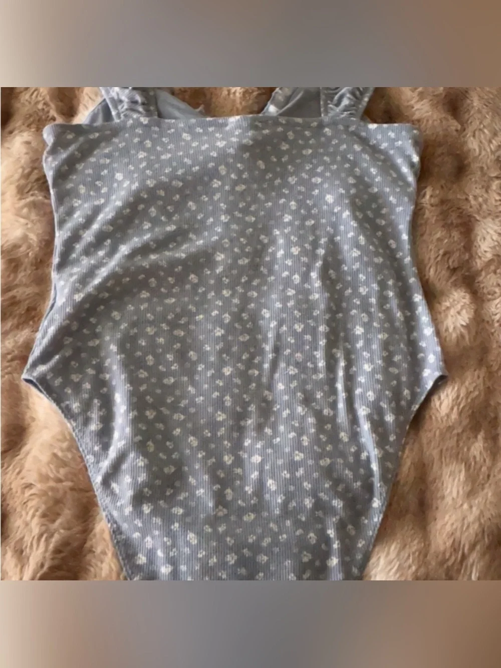 wild fable Light Blue Floral One-Piece Swimsuit with Ruffle Straps. Size: M